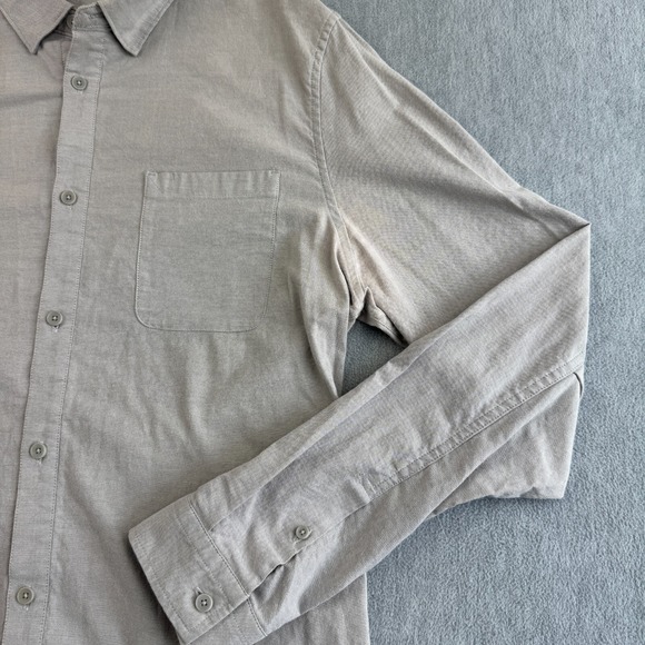 Lululemon Shirt Men XL Gray Stretch Long Sleeve Button Up Preppy Collard STAINED - Picture 3 of 12
